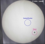 Venustransit am 08.06.2004 - 09:19 Uhr:  Knapp 2 Stunden nach Beginn des Transits.