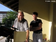 Venustransit am 08.06.2004: Mithilfe eines Teleskops und einer Projektionspappe sind unsere Fotos entstanden.